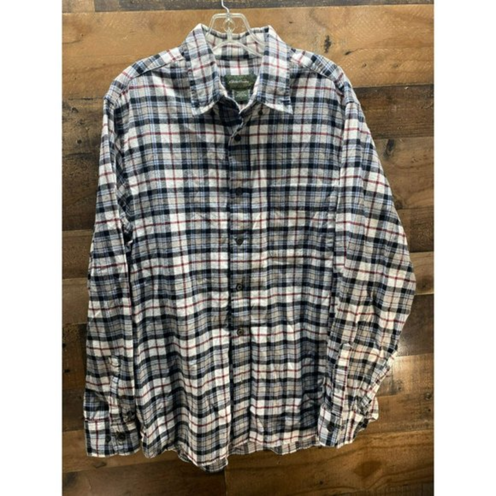 Eddie Bauer Men's Long Sleeve Plaid Button Up Size Large